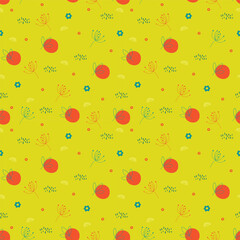 Colorful doodle Easter seamless vector pattern. Spring meadow multicolored simple background - 774892883