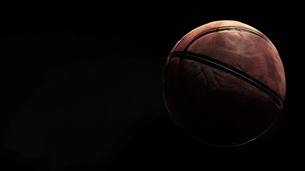 Generative AI : basketball on black background.