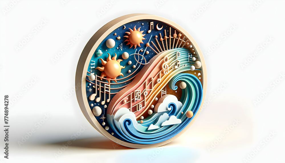 Poster 3d flat icon as celestial harmonics the harmonics and resonance of celestial events and phenomena. i