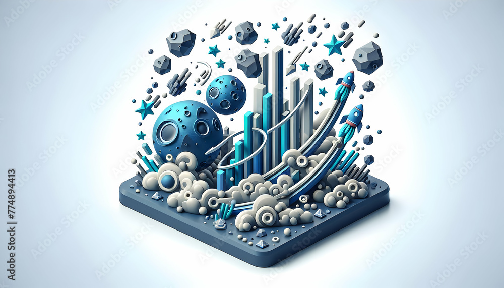 Poster 3d flat icon as cosmic lattice the intricate lattice of space time and gravity. in financial growth 