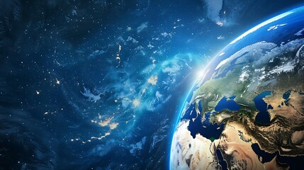 Generative AI : Planet Earth with clouds, Europe and part of Asia and Africa - Elements of this image furnished by NASA