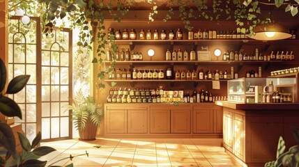 Adaptogen Apothecary Shops: Botanical Remedies and conceptual metaphors of Botanical Remedies - obrazy, fototapety, plakaty