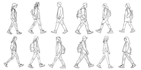 Set of hand drawn illustrations of a person