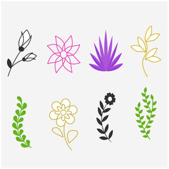 A collection of flowers and leaves Natural Elements vector background