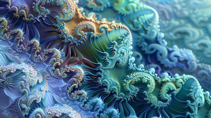 Intricate fractal patterns unfolding in a hypnotic display of mathematical beauty. - obrazy, fototapety, plakaty