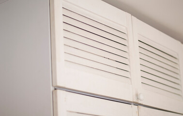Wardrobe with white louvered doors