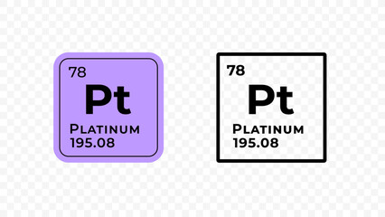Platinum, chemical element of the periodic table vector design