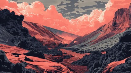 Volcanic Landscape Treks: Powerful Nature and conceptual metaphors of Powerful Nature - obrazy, fototapety, plakaty