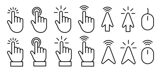 Cursor Icons.Clickable Cursor Icons: Pointer Mouse Cursor, Clicking Hand, Pointing Gestures
