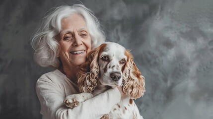 Generative AI : Small dog and middle age woman.
