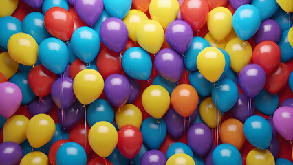 Fototapeta na wymiar colorful festive balloons. copy space, text space. background for a postcard, banner
