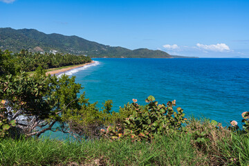 punta tuna beach and hills along southeastern coast of puerto rico at maunabo 