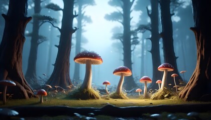 glowing mushrooms (18) - obrazy, fototapety, plakaty