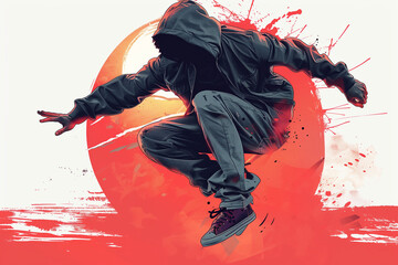 Urban Groove: Illustration of a Hip Hop Dancer in a Breakdance Pose