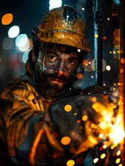 a welder working welding a steel