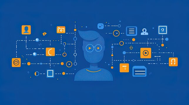 Online service or customer support platform management process works concept flat illustration.