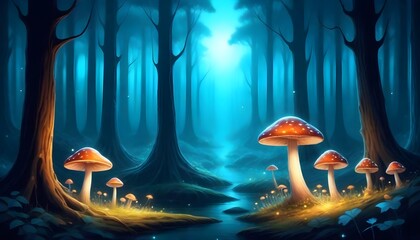 glowing mushrooms (30) - obrazy, fototapety, plakaty