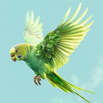 eXtravagant xenops flitting about plain parakeet, bright colors, clean background, Realistic HD characters, parakeet simple