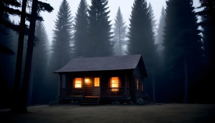 house in woods in evening (33)
