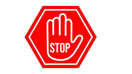Red stop icon symbol with hand, no, sign. Stop prohibition symbol. Red ban icon. vector illustration.
