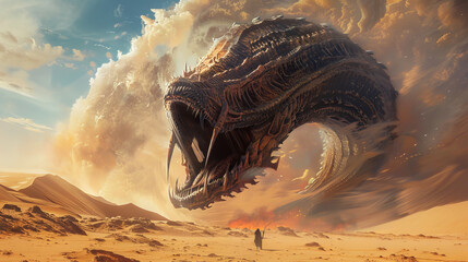 Giant sand worm in the desert