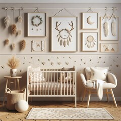 Mockup wall in the children's room on white wall background