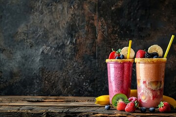 two glasses of fruit smoothies