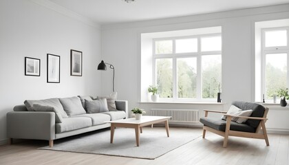 Naklejka na ściany i meble Contemporary interior design modern living room with window