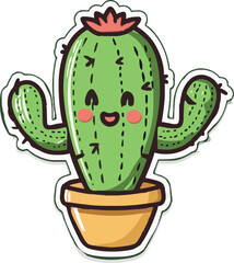 Cactus plants set of desert among sand and rocks. Realistic vector illustration isolated on white background