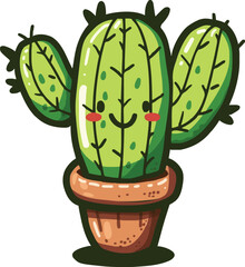 Cactus plants set of desert among sand and rocks. Realistic vector illustration isolated on white background