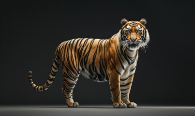 Obraz premium A Malayan tiger on black background