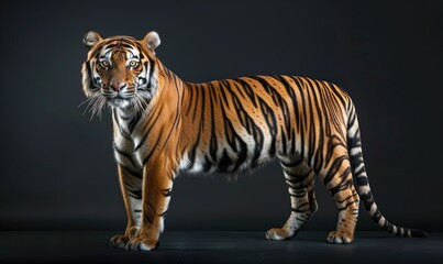 Obraz premium A Malayan tiger on black background