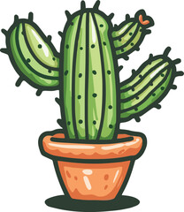 Cactus plants set of desert among sand and rocks. Realistic vector illustration isolated on white background