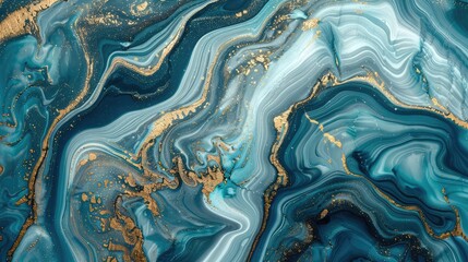 Abstract ocean- ART. Natural Luxury. Style incorporates the swirls of marble or the ripples of agate. Very beautiful blue paint with the addition of gold powder ,Marble abstract background pattern - obrazy, fototapety, plakaty