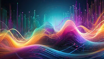 "Digital Wave Symphony: Frequency Background in Technicolor