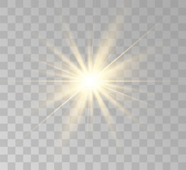 Transparent yellow sunlight special lens flash light effect. Front solar flare lenses	