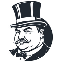 Fat capitalist in top hat, vector illustration