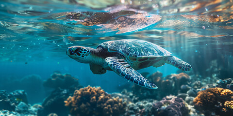 leatherback sea turtle swimming 