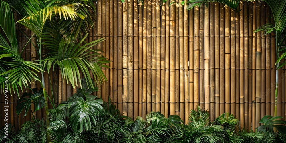 Wall mural Bamboo fencing wrapping around the outdoor space