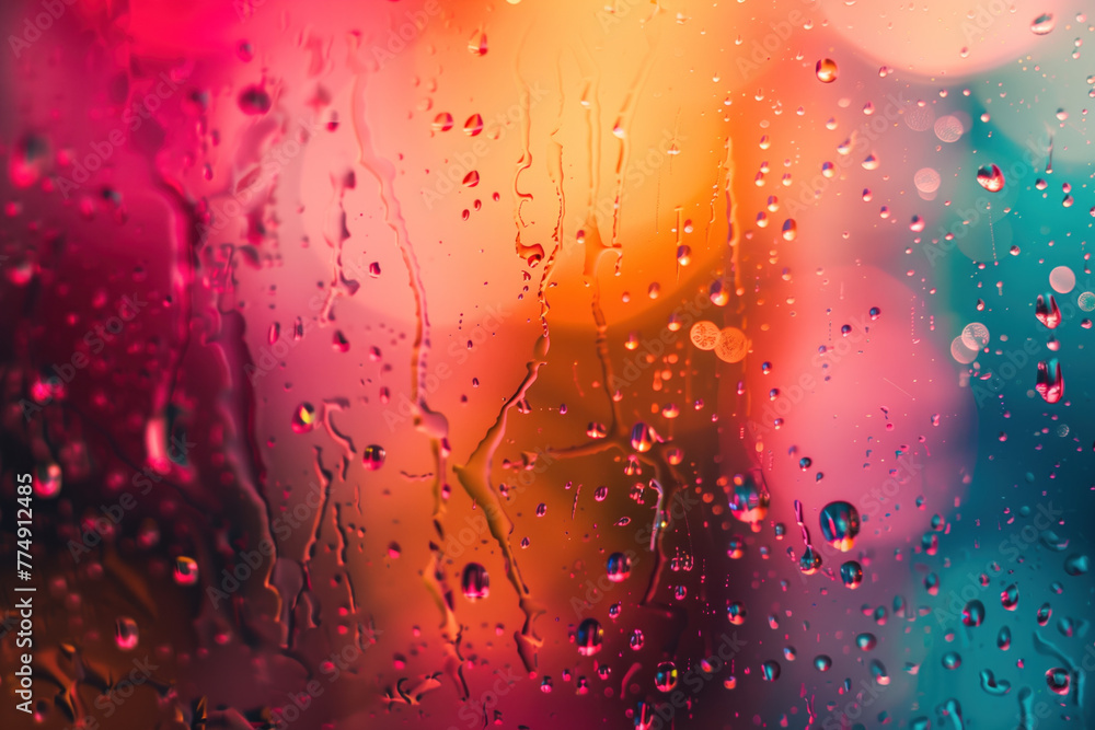 Poster abstract colorful background with water drops, lights and bokeh. background image. created with gene