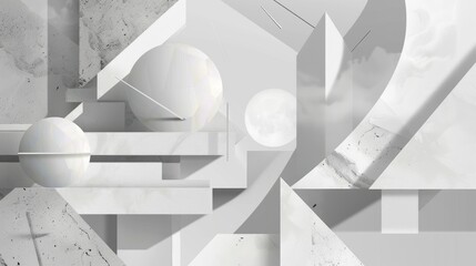 Abstract 3d geometric element white grey color texture shape background with. AI generated image