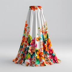 floral 3D Maxi skirt Mock up - obrazy, fototapety, plakaty
