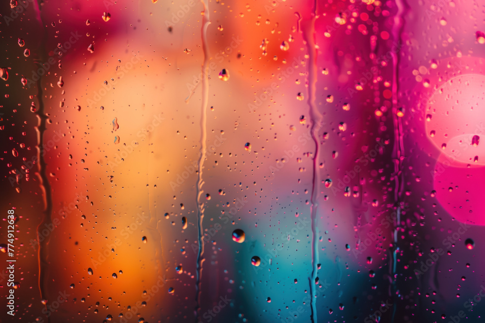 Poster abstract colorful background with water drops, lights and bokeh. background image. created with gene
