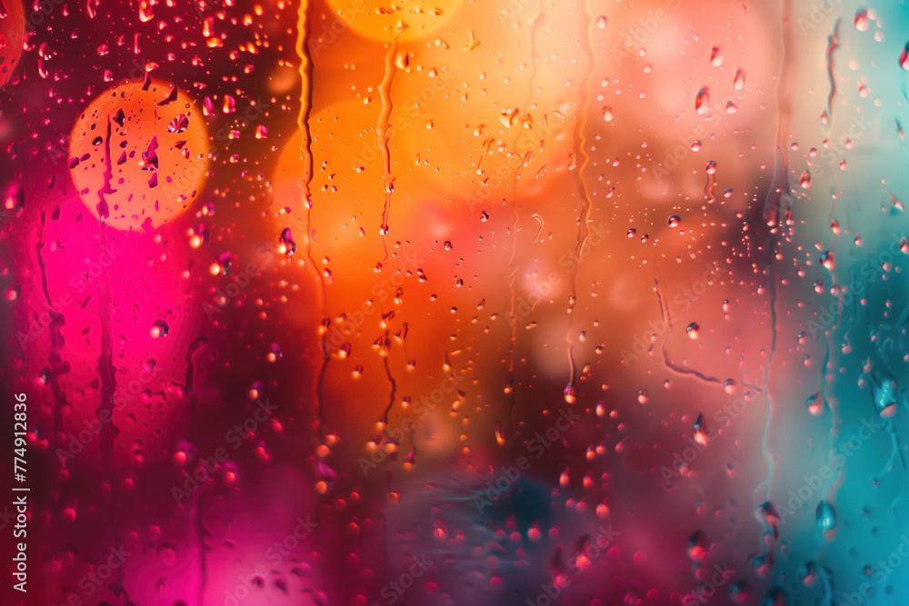 Poster abstract colorful background with water drops, lights and bokeh. background image. created with gene