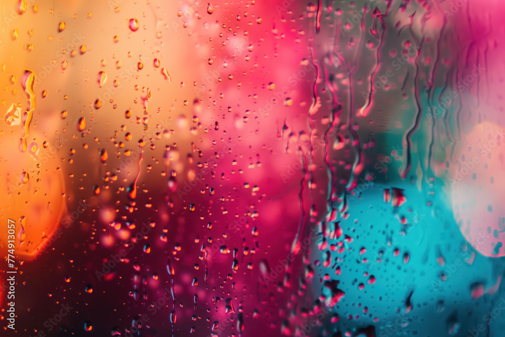 Poster abstract colorful background with water drops, lights and bokeh. background image. created with gene