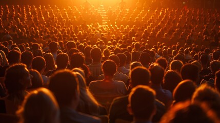 A large group of people sitting in a theater watching something, AI - obrazy, fototapety, plakaty