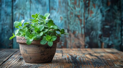 Indoor Purslane plant on tub on a rusty wooden surface and wooden backdrop with space for text or product, Generative AI - obrazy, fototapety, plakaty