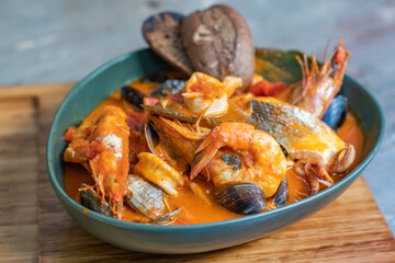 Fish soup, typical seafood dish of Italian cuisine.