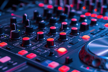 DJ control panel audio mixing controller equalizer musical console AI Generative