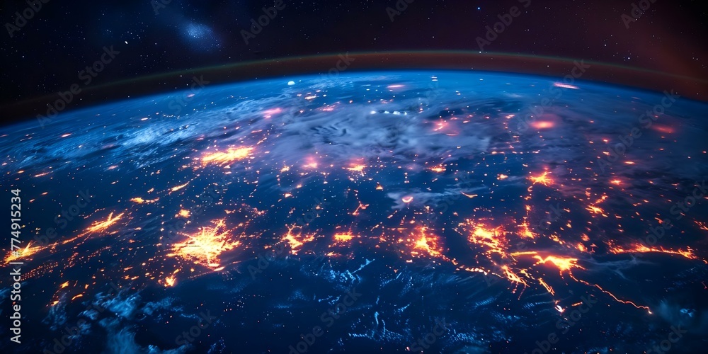 Aufkleber global network nodes: connecting the world for internet communication technology. concept internet i